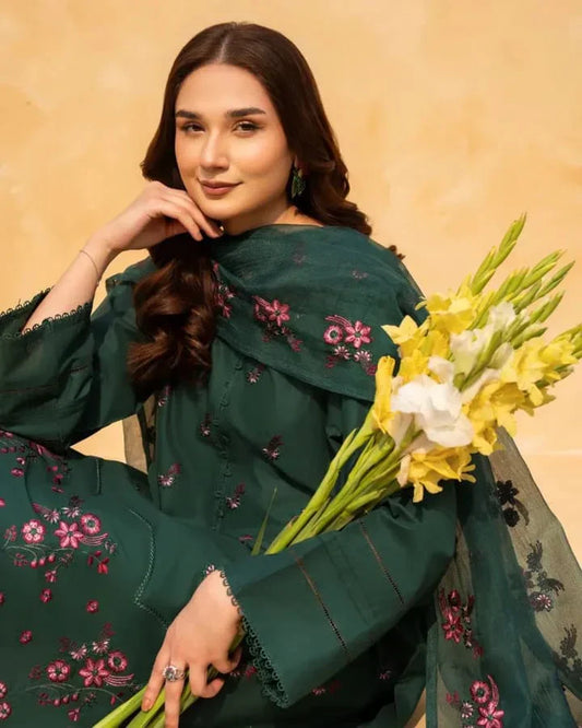 Royal Green 3 PC Stitched