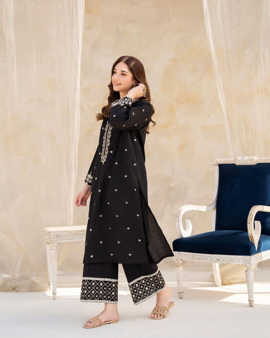 Black hock Embroidered 2 pcs