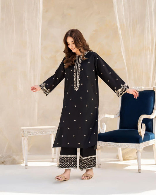 Black hock Embroidered 2 pcs