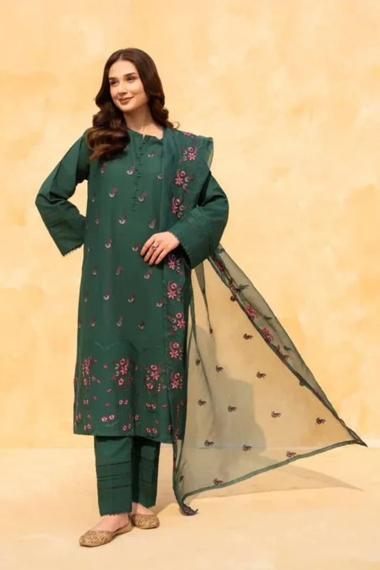 Royal Green 3 PC Stitched
